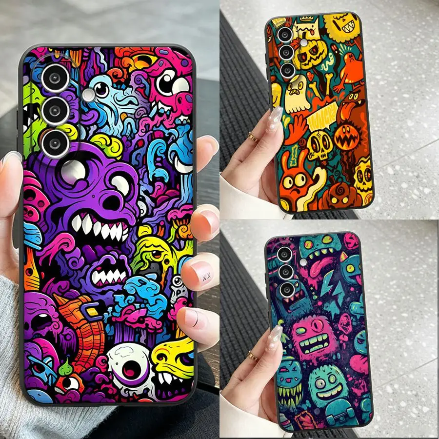 Case for Samsung Galaxy A57 A53 A17 A06 A15 A50 A55 A05 A25 A16 A52 A36 A73 A51 A37 Phone Cover A41 A70 Wild Monster Graffiti