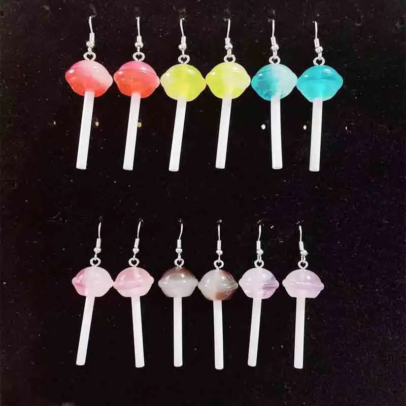 أقراط للفتيات النساء الراتنج اليدوية لطيف كوكب مصاصة الراتنج فلاتباك سحر انخفاض الأقراط مضحك هدية #1