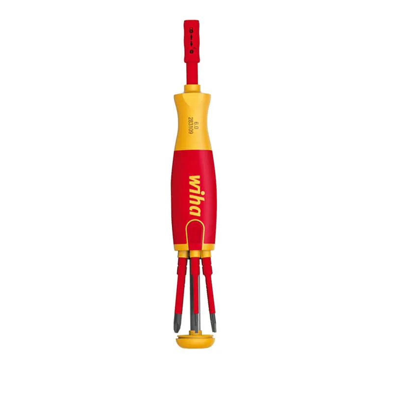 Wiha 38612 6 SlimBits Pack Screwdriver with Bit Magazine LiftUp 1000V Insulated Multifunctional Electrician Screwdriver Set