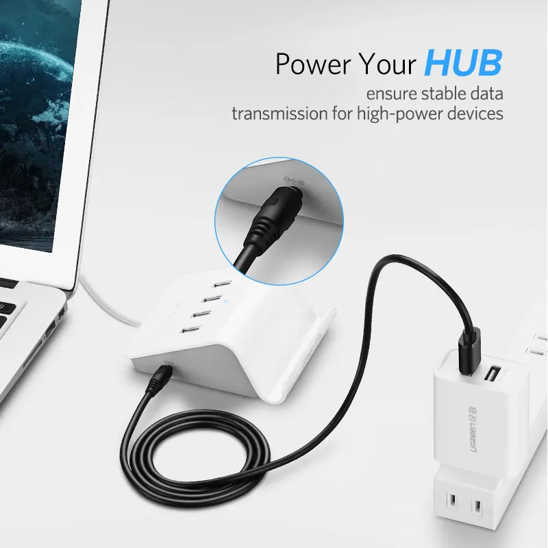 Ugreen Usb Naar Dc 3.5Mm Power Kabel Usb A Male Naar 3.5 Jack Connector 5V Voeding Lader adapter Voor Hub Usb Fan Power Kabel