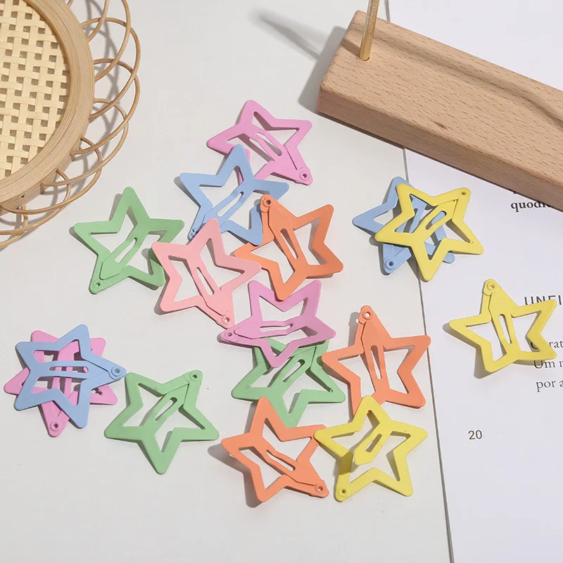 5/10pcs Colorful Star BB Hairclip Y2K Girls Cute Barrettes Metal Snap Clips Hairpins Women Headdress Hair Jewelry Accessories