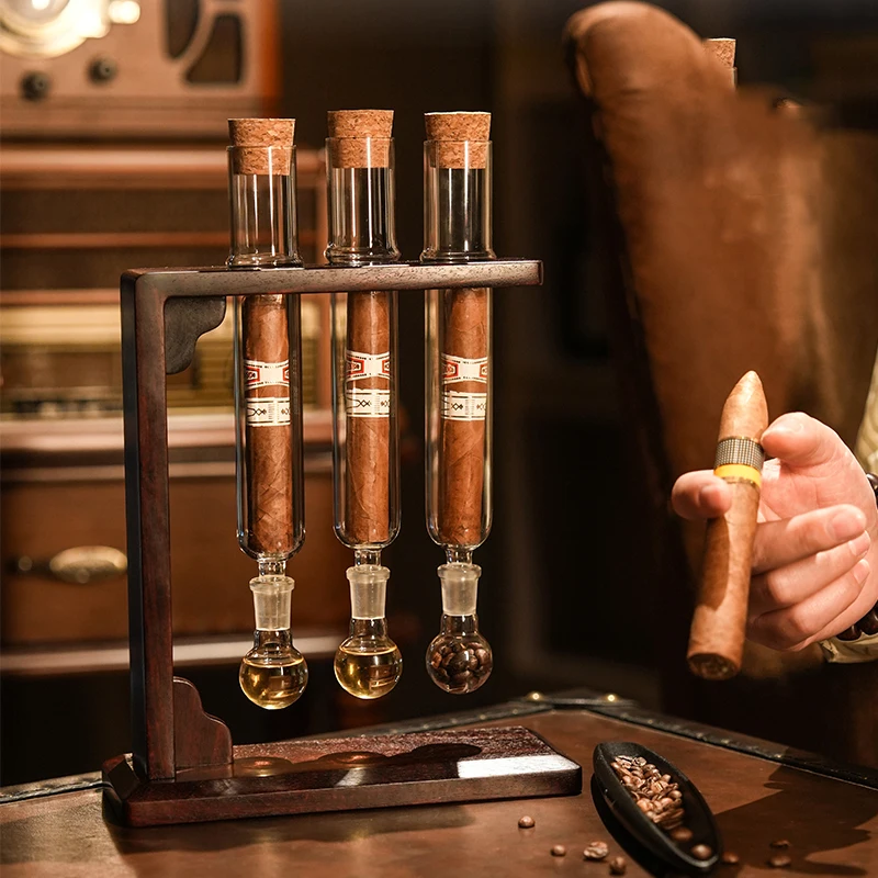 

Glass Cigar Tubes Humidor Set, Cigar Flavor Infuser, Ball Base & Wooden Plug,Cigar Incense Glass Tube Chrismas for Men