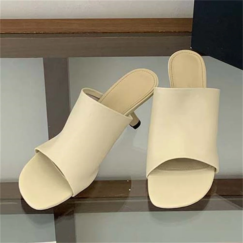 

Eilyken 2026 Summer Vintage Square Toe Slippers Woman High Heels Party Dress Shoes Fashion Slide Zapatos De Mujer
