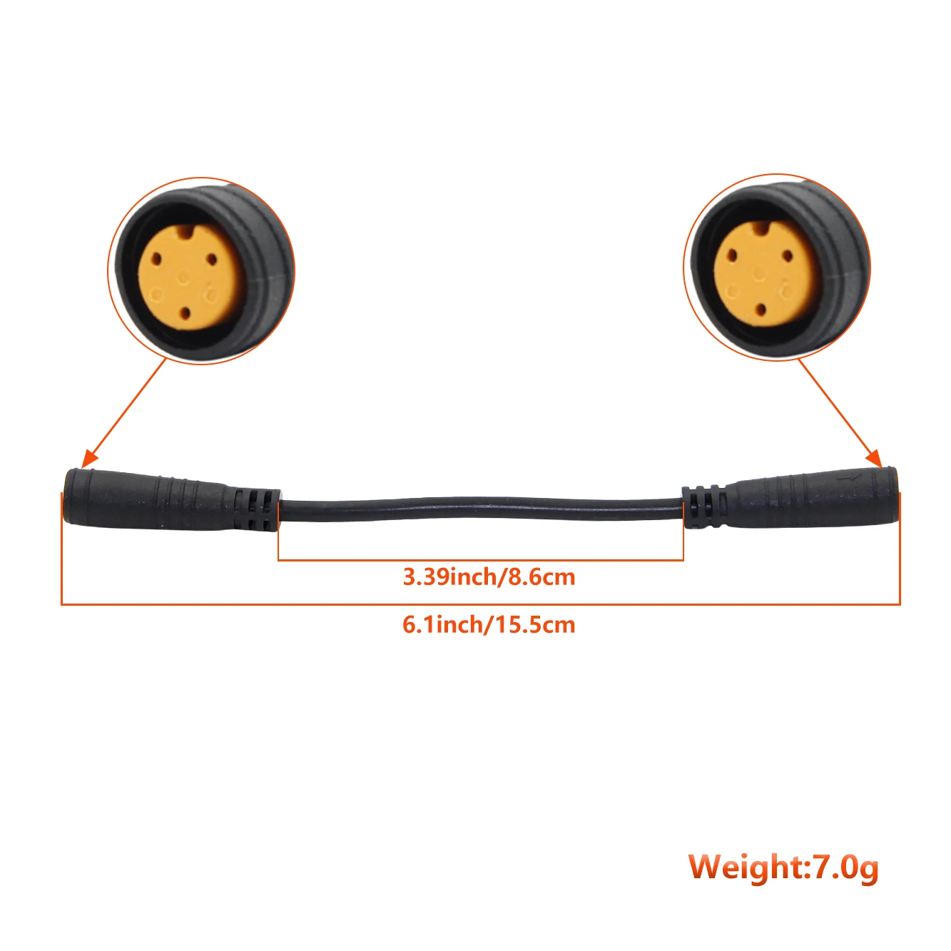 M8 12.8CM 3Pin Waterproof Connector Wire, Male to Male/Male to Female/Female to Female for E-Bike Brake Signal Sensor image 6