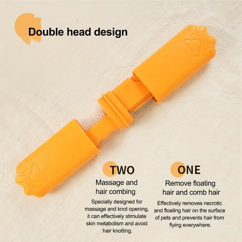 Dupla cabeça derramamento pente para Pet, Pet Depilação, Dematting Tool, Cat Detangler, Shedder, Cães