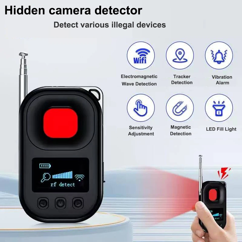 

Portable 9-in-1 Anti-Spy Detector Hidden Camera/GPS/WiFi RF Scanner Anti-Bugging Monitor Anti-Theft Alarm Device for Hotel/Car