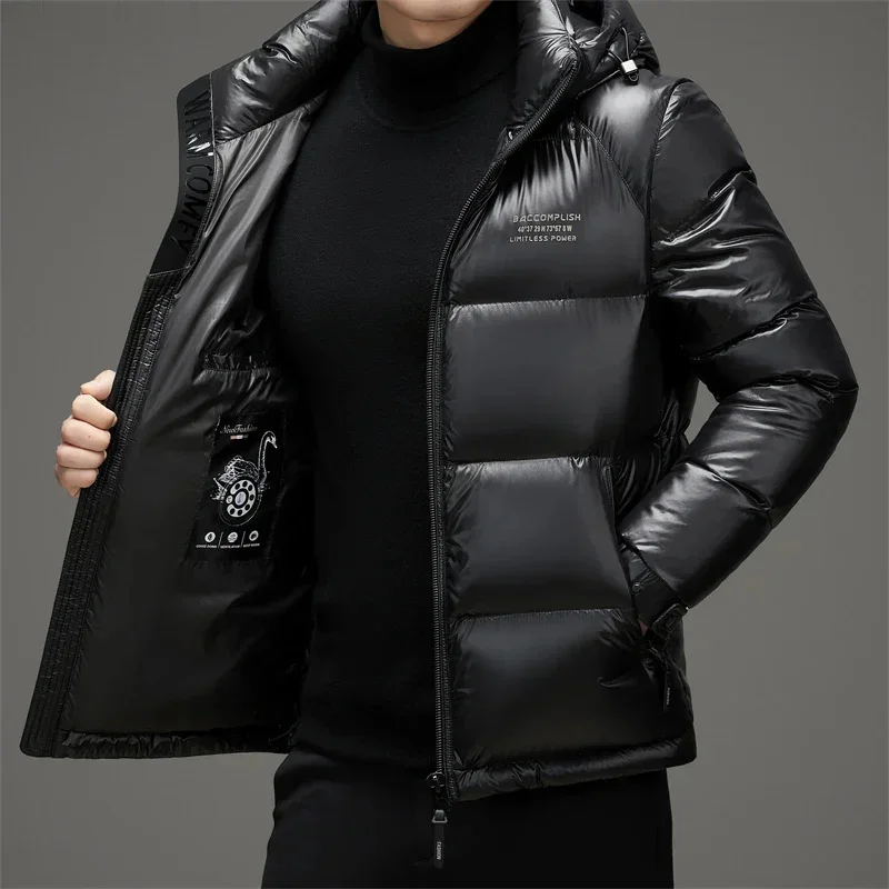 

Super Down Jacket 2025 Winter New Short Coat Thickened Designer Clothing Hooded Casual Heating Luxury Ultra-light Filling