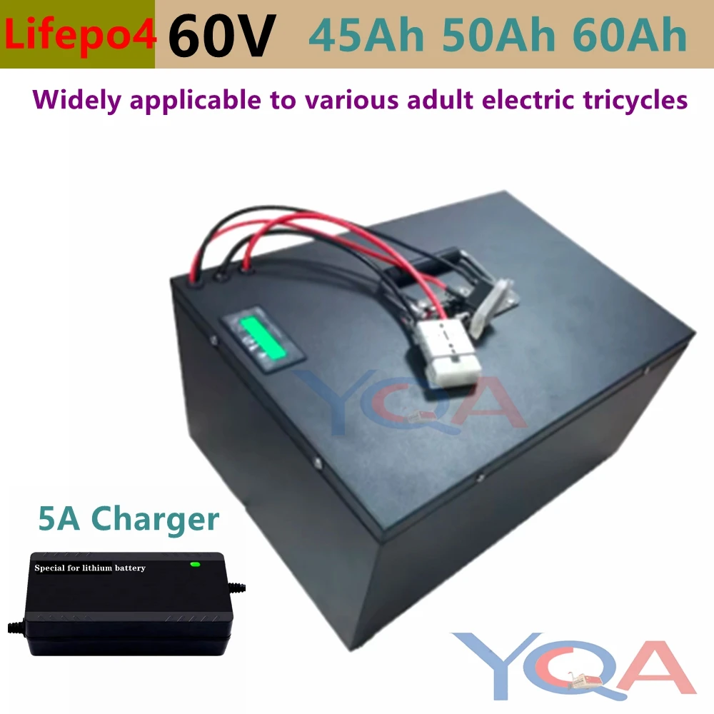 Lifepo4 60V 45Ah 50Ah 60Ah Lithium Battery for 3000W Mini Motorized 3wheel Adult Electric Tricycle Covered Mobility Scooter