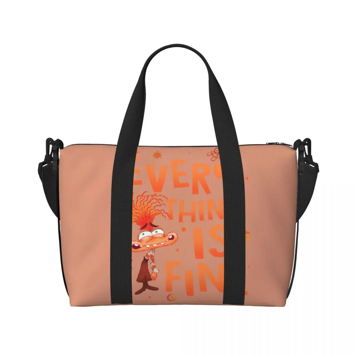 Custom Inside Out Anxiety This Is Fine Tote Bag for Women Big Capacity Beach Gym Travel Bags