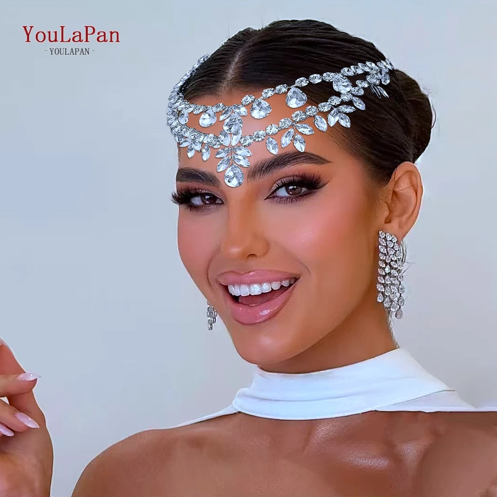 

Youlapan Vintage Trend Rhinestone Headband Bride Forehead Headpieces Bohemian Hair Band Accesories Crown Tiara Headdress HP954