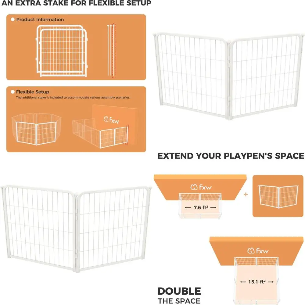 

Indoor Dog Playpen - Spacious & Safe, Heavy Duty 24 Inch 2 Panel, White for Small Dogs