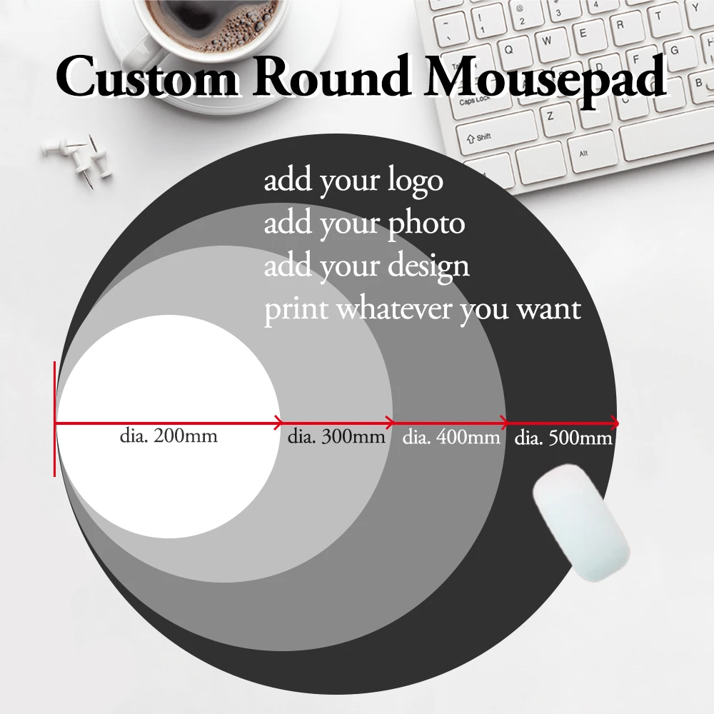 Round Size Custom Printing Mouse Keyboard Pad Non-Slip Gaming Play Mat DIY Printing Circle XXL Mousepad Desk Mat PC Accessories