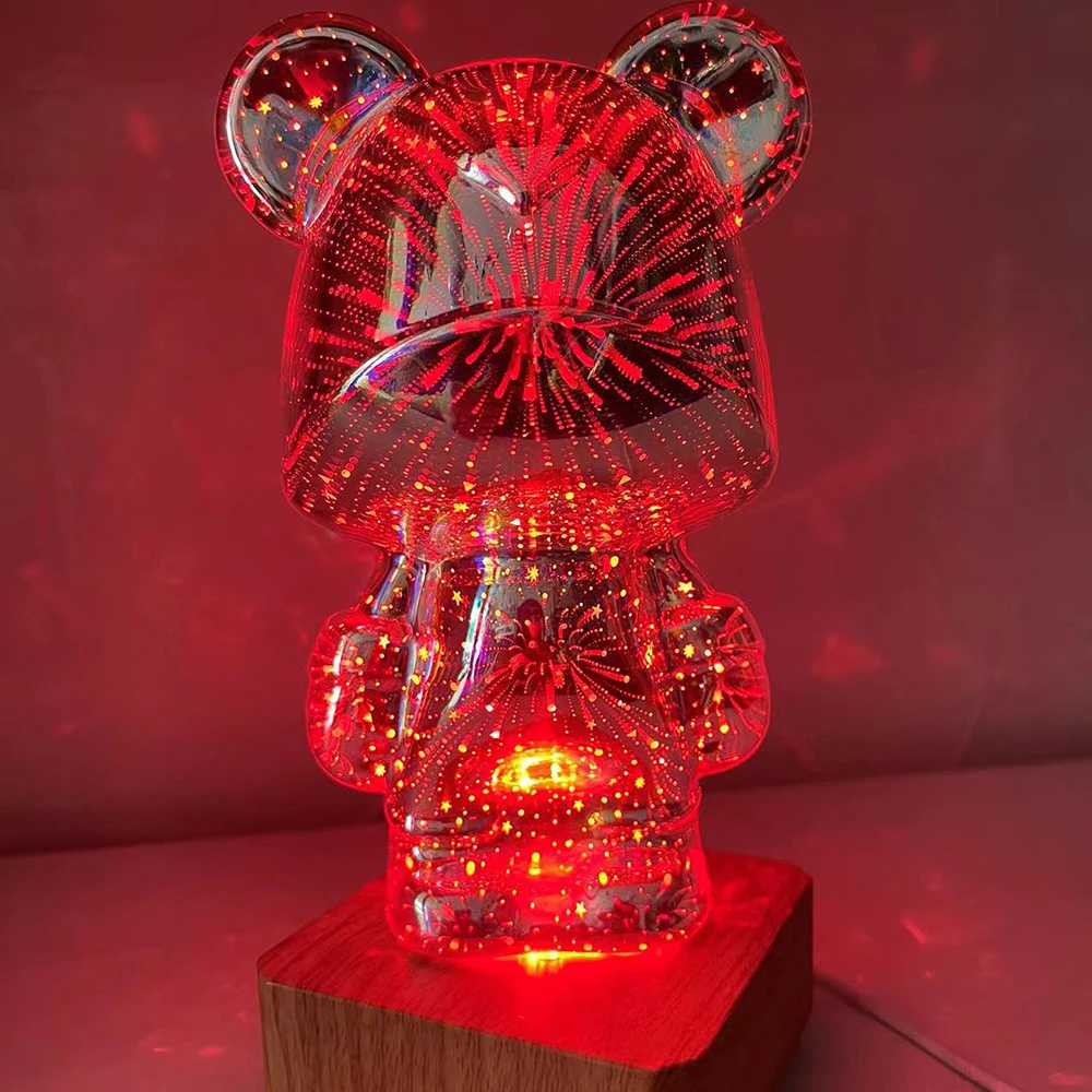 Bearbrick Figure Creative 3D Glass Neon Atmosphere Light Night Lamp Bedroom Living Room Decoration Mood Lighting