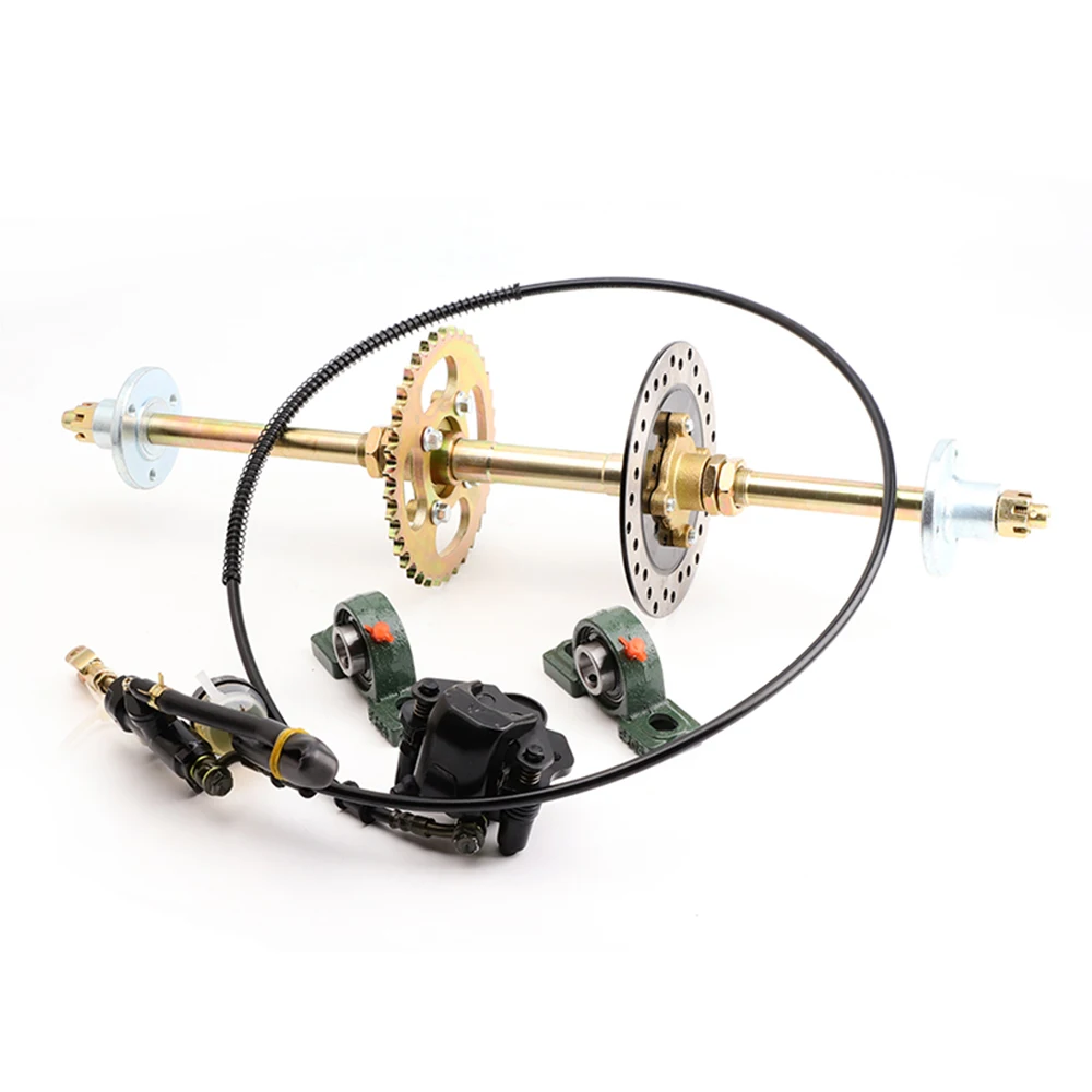 610mm Rear Axle Complete Assembly with Hub Brake Disc 428-37T Sprocket for Go Kart  ATV UTV Buggy Parts