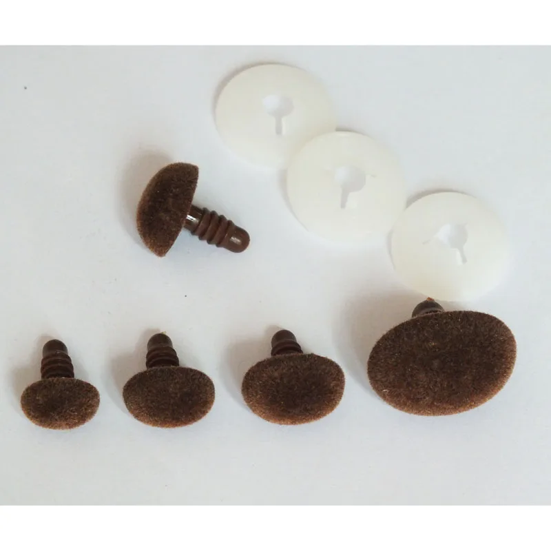 

40pcs--Each size 10 PCS 12x9mm/14x10mm/16x12mm/24x18mm mixed size brown elliptical nose Safety Nose Plastic Doll with washer --