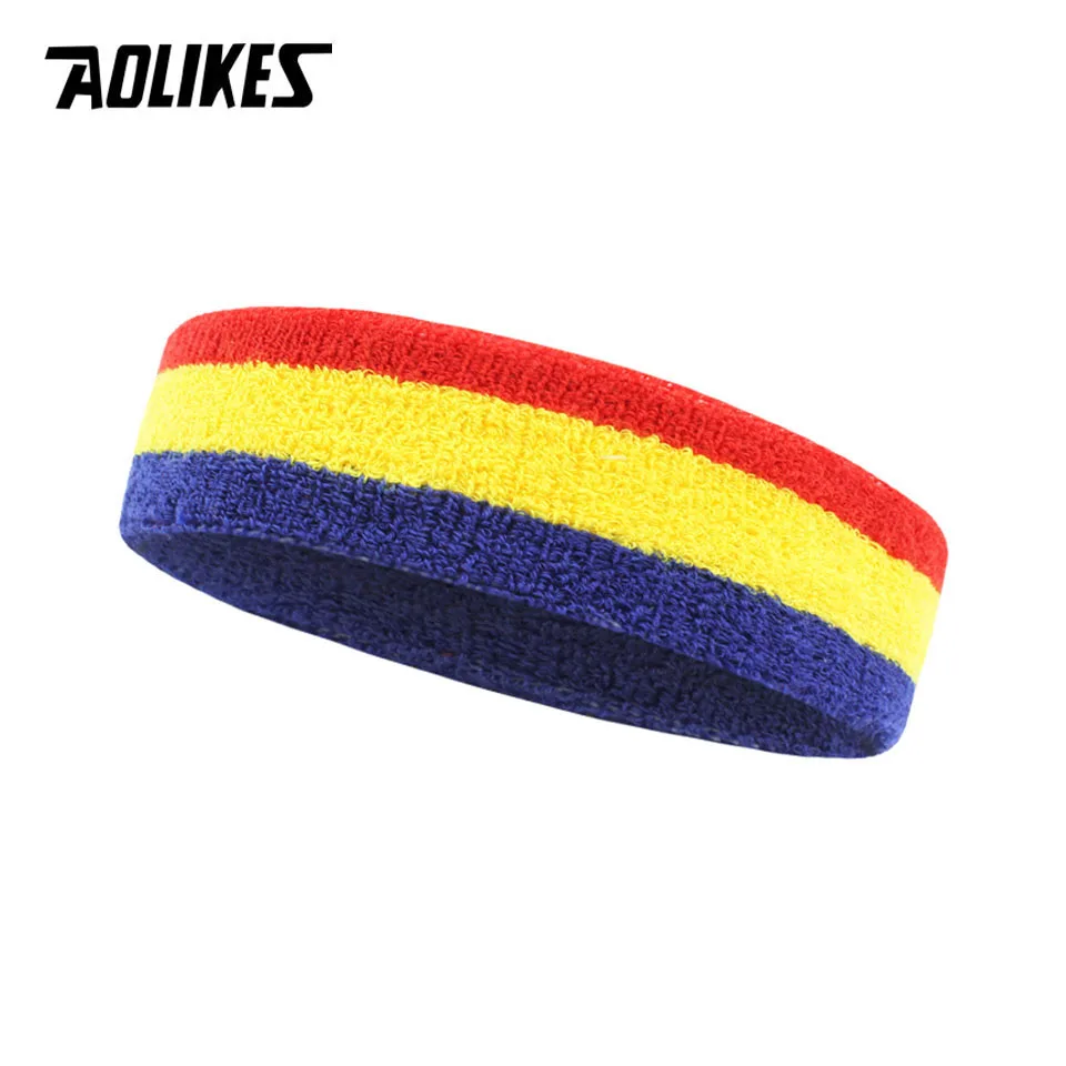 AOLIKES Cotton Athletic Headband Elastic Sweatbands Women Men Basketball Sports Gym Fitness Sweat Band Volleyball Tennis