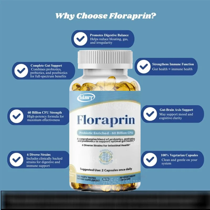 Florapin Probiotics with 60 Billion CFU of Multiple Strains Support Occasional Constipation, Diarrhea, and Bloating