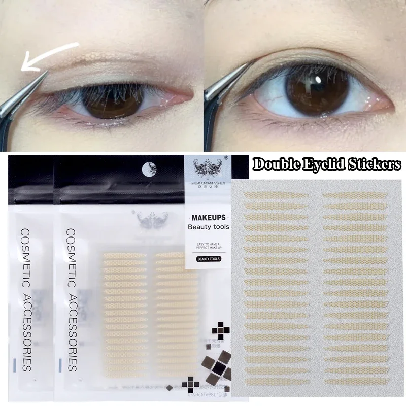 Natural Mesh-Lace Double Eyelid Sticker Waterproof Transparent Self Adhesive Invisible Eye Tape Sticker Women Eyes Makeup Tools