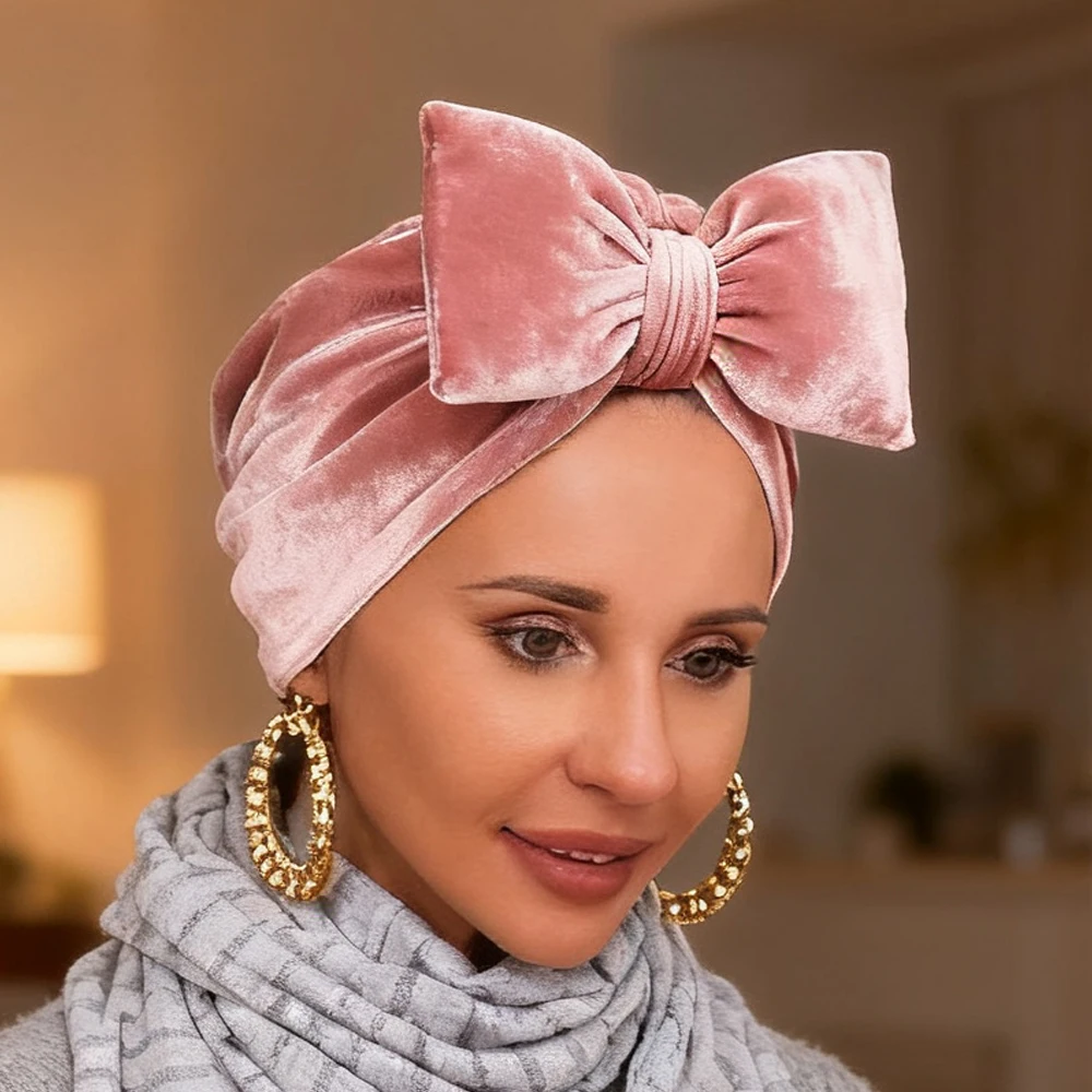 Hiver arc velours Turban femmes musulman Hijab bonnets Bonnet Cancer chimio casquette Islam foulard perte de cheveux tête enveloppement Turbante Mujer