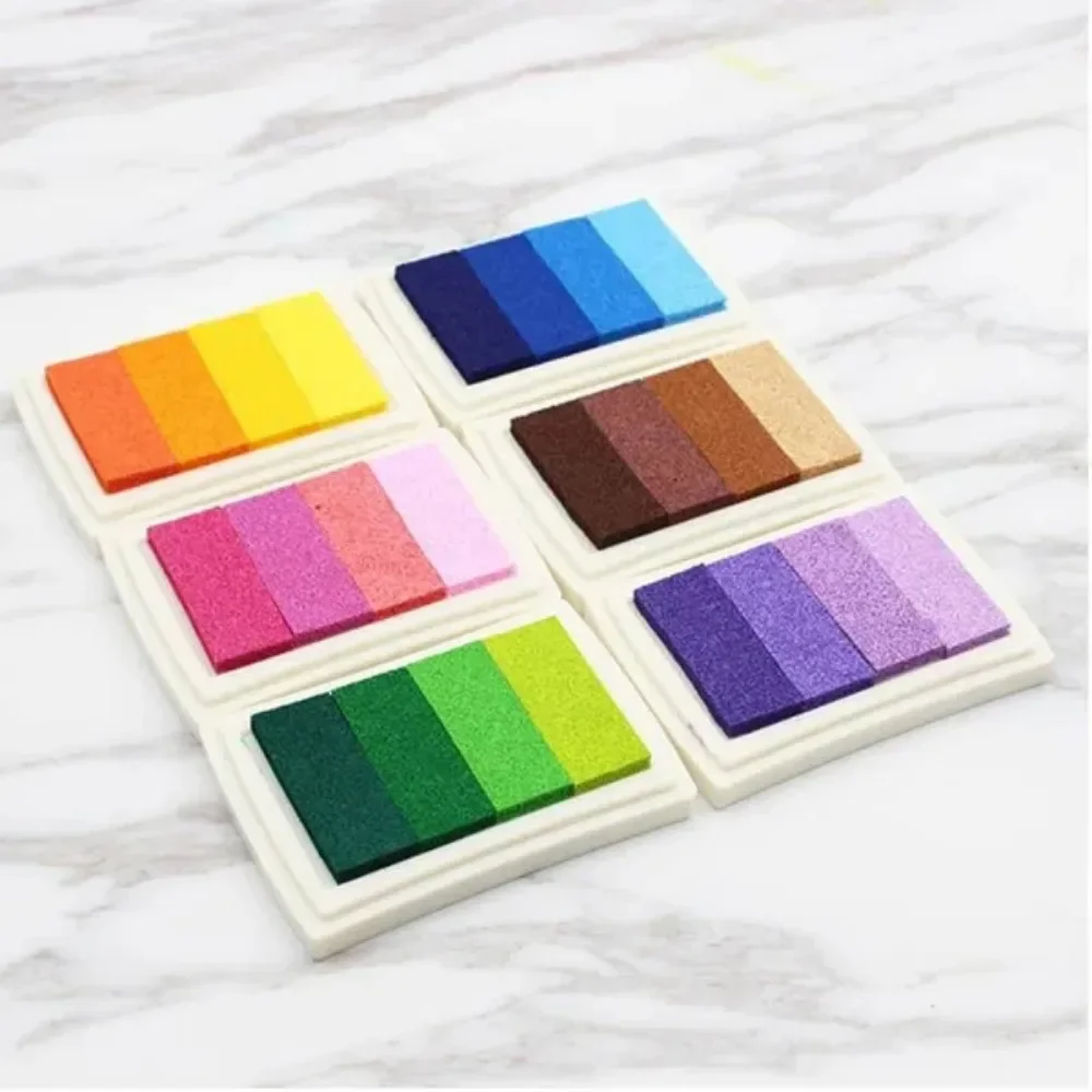 1 Piece Creative Stationery Four-color Gradient Ink Pad DIY Finger Print Painting Seal Stamp Ink Pad