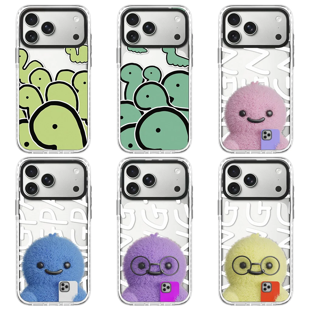 

Cartoon Plush Pattern 2.0 Acrylic White Border Phone Cover For IPhone 12 13 14 15 16 17 Pro Max Case For IPhone 17 Air