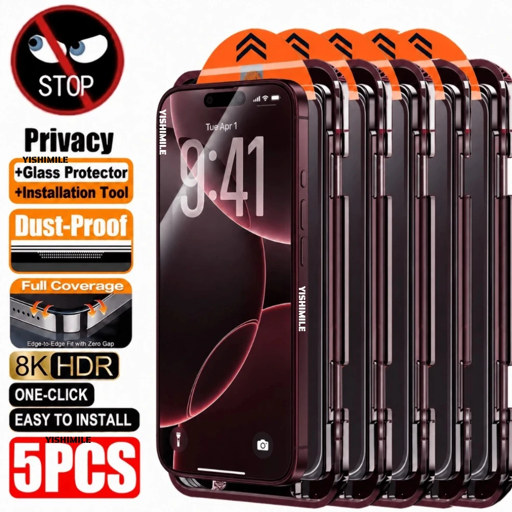 1-5pcs 1-5pcs Privacy Instant Dust-Removing Tempered Glass Screen Protectors for iPhone 18 17 16 15 14 13 12 11 Pro Max Mini Air 16e 18 - Aliexpress Deal