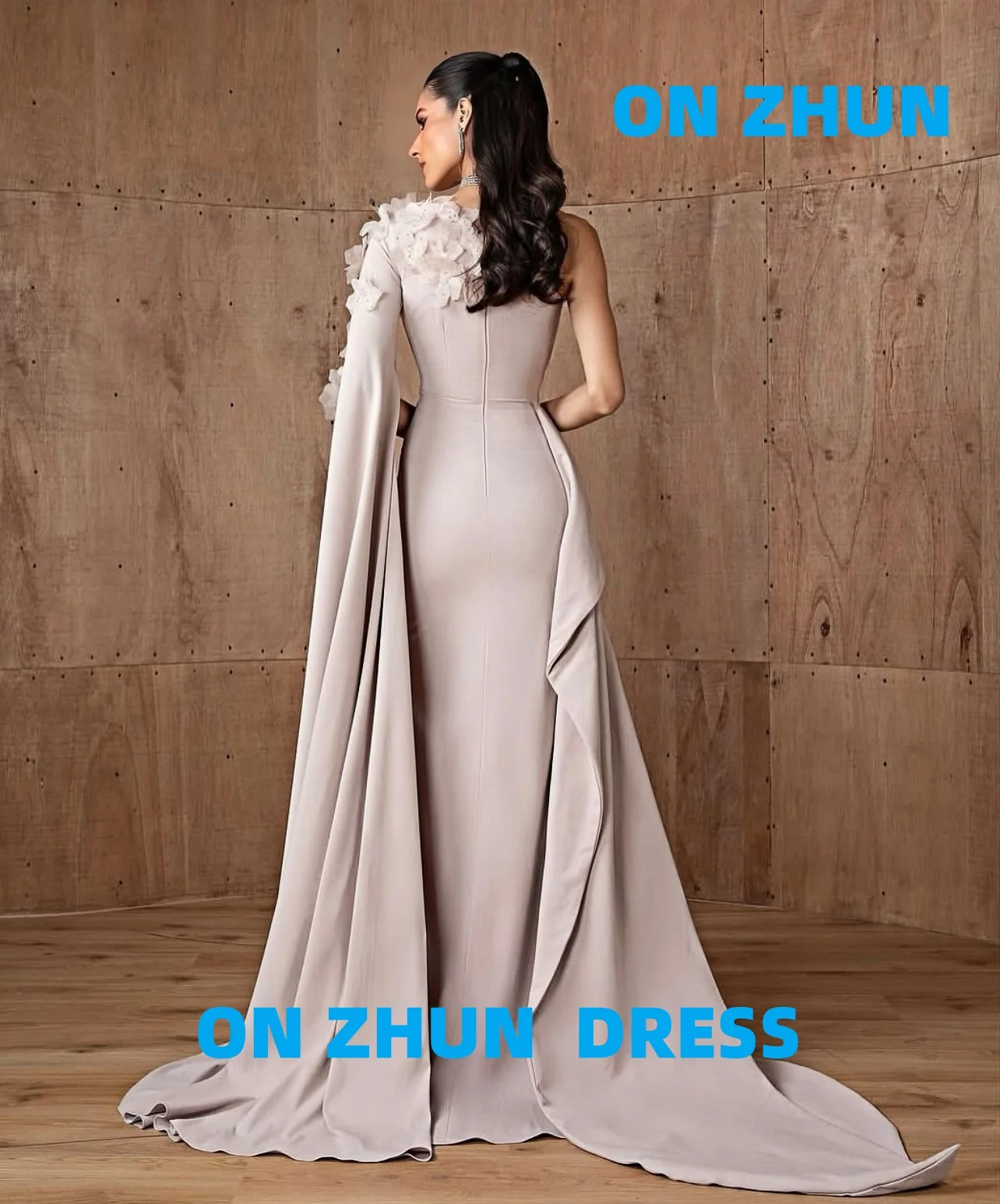 فساتين سهرة فاخرة مخصصة بكتف واحد مزينة بحورية البحر من الساتان أنيقة من أماندا نوفيا فستان سهرة نسائي #3