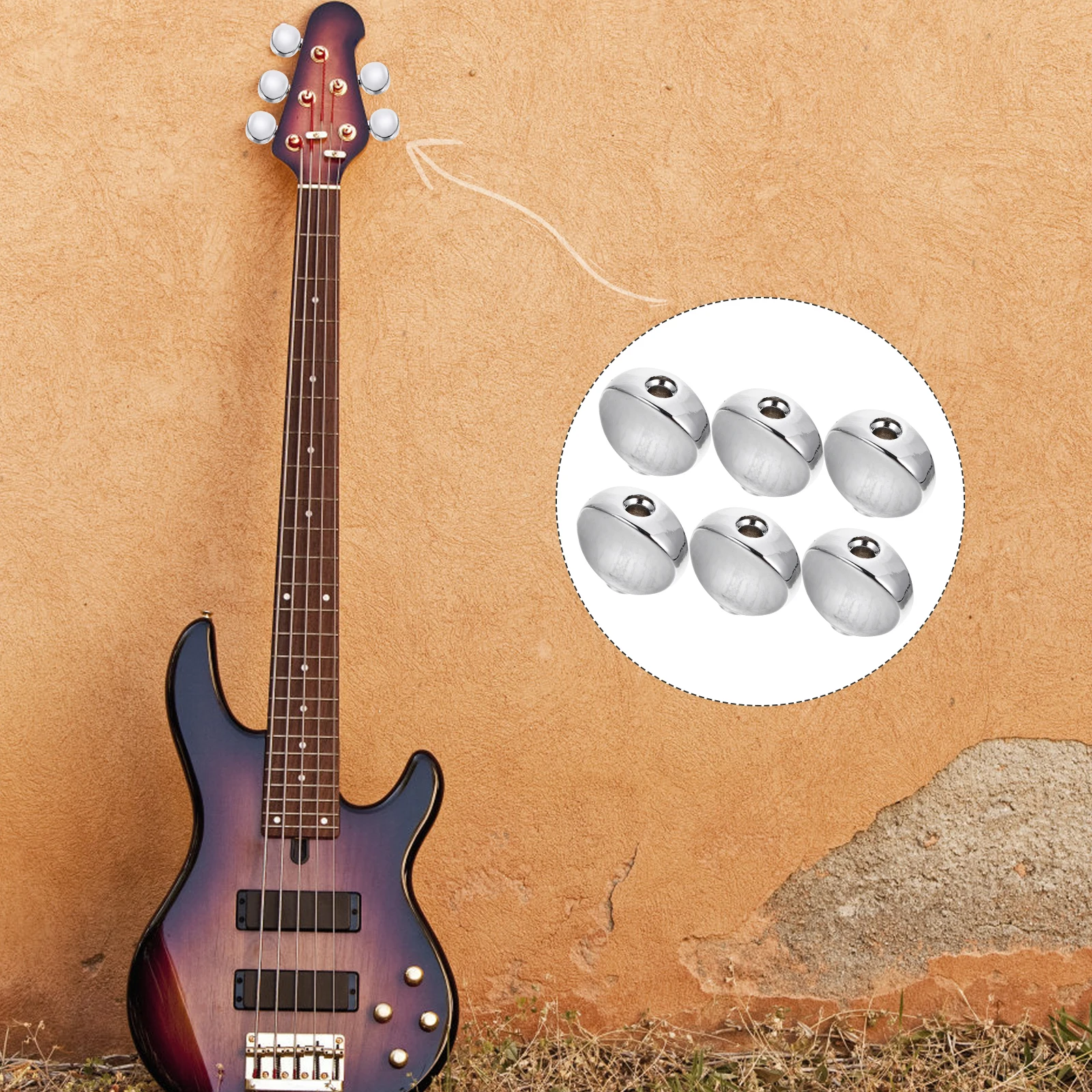 6pcs Guitar Head Buttons Tuner Pegs Keys for Acoustic Electric Guitars Bass Metal Durable Easy Install Black Color