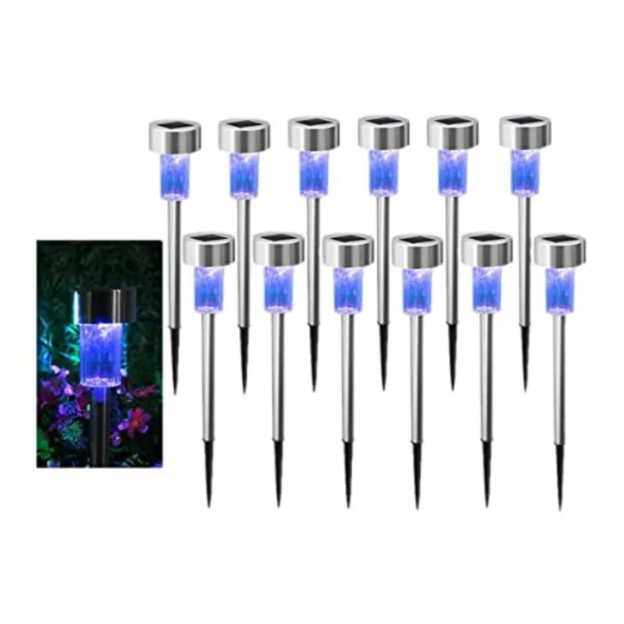 

Outdoor Lights LED Steel Garden Solar Powe Landscape Light Lamp Yar Pathway Stake Lights