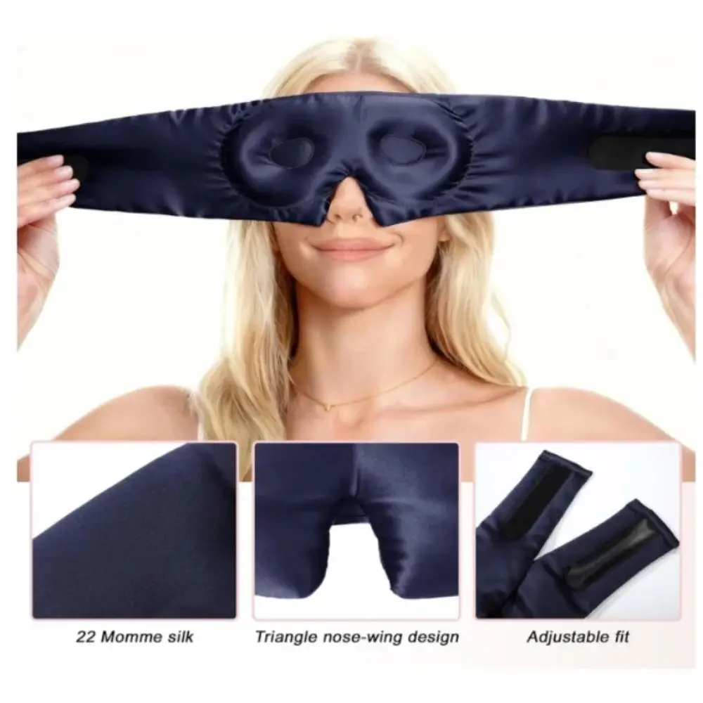New Adjustable Silk Sleep Mask Breathable Pure Silk Light Blocking Mask 3D Sleep Mask Sleeping