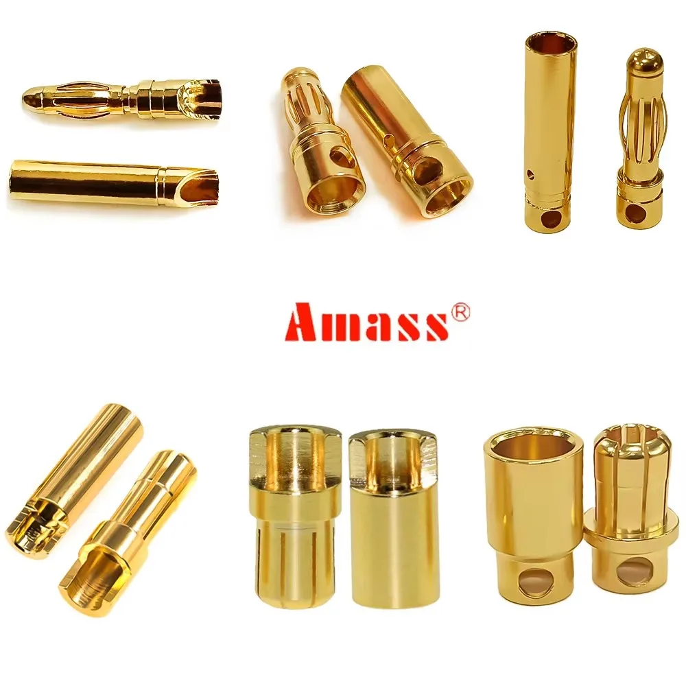 Amass Gold Plated Banana Bullet Plug Male Female Connector for RC Parts