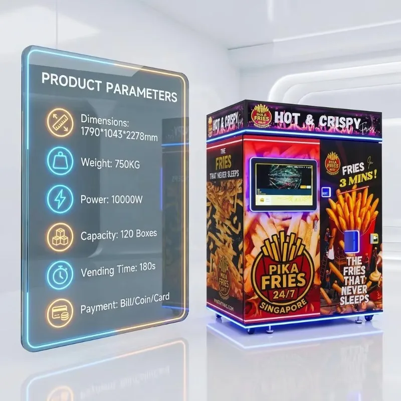 Customized 24h Self-service Hot Sale French Fries Fried Potato Chips Chicken Vending Machine 32-inch Touchscreen