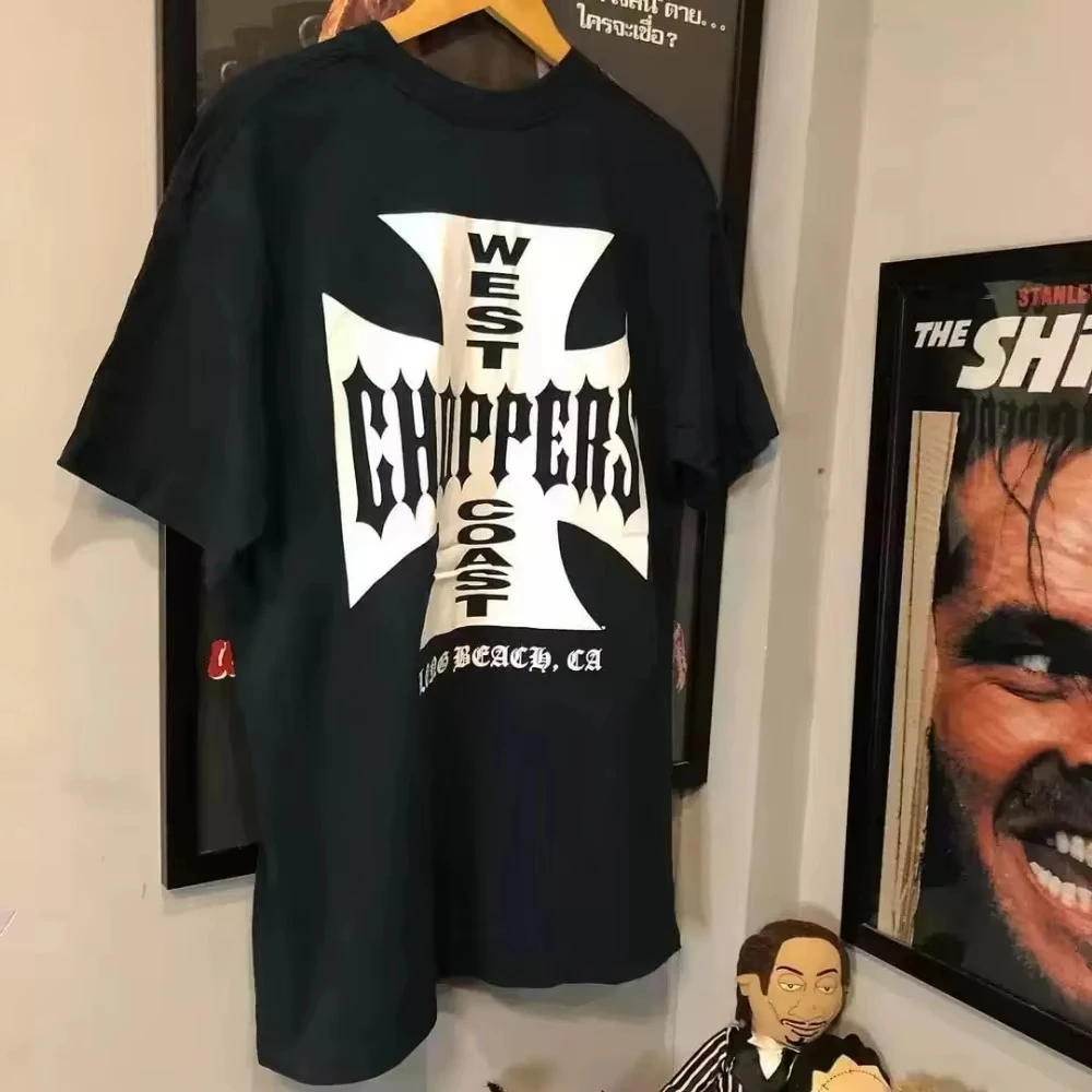 

Женская футболка West Coast Choppers 2025 года, длинная пляжная футболка с графическим принтом CA, черная с коротким рукавом, модная брендовая футболка унисекс с короткими рукавами