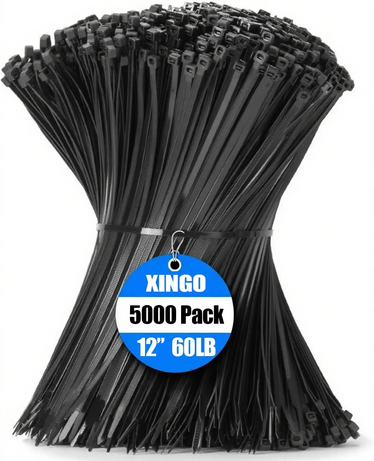 

5000 PCS Black Zip Ties 12 Inch, 60 LBS Tensile Strength, Self-Locking Nylon Plastic Nylon PA66 Wire Ties for Indoor and