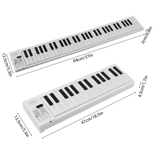 Imagen 2 del producto Piano Electrónico Plegable de 61 Teclas Teclado de Piano Electrónico Multifuncional Pantalla LED Batería Recargable para Principiantes