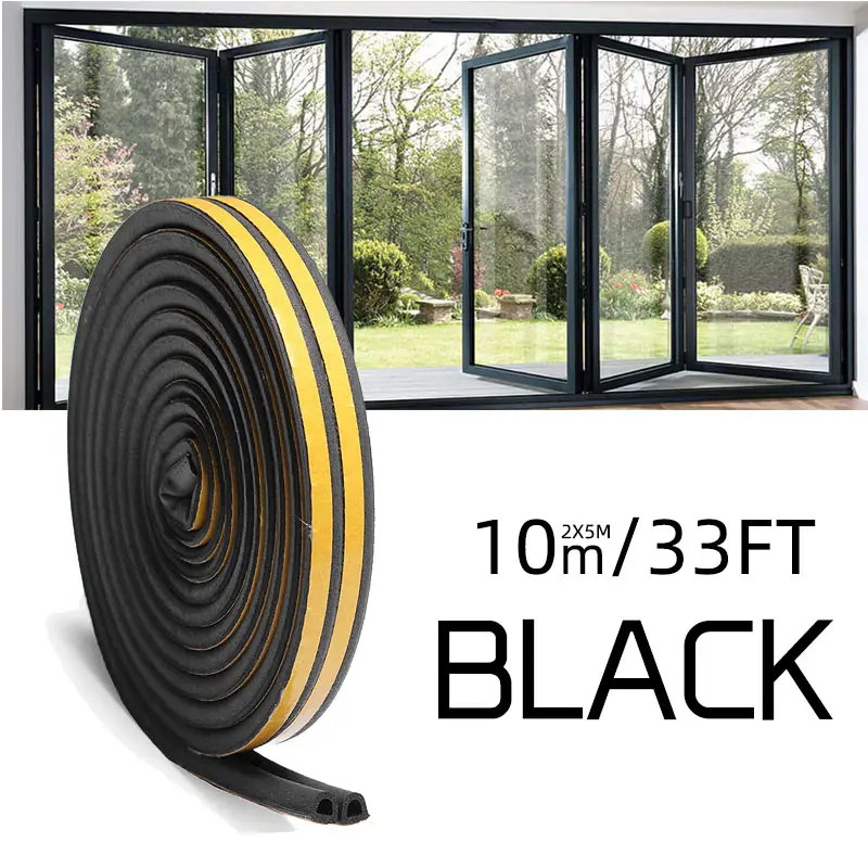 10m Adhesive Doors Windows Foam Sealing Strip Soundproofing Collision Avoidance Seal Wheatherstrip Noise Insulation