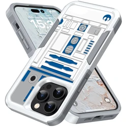 Case For IPhone SE2 XS XR 11 12 13 14 15 16 Plus Pro Max R2D2 Astronaut Robot Dual Layer Shock-Absorption Protective Cover