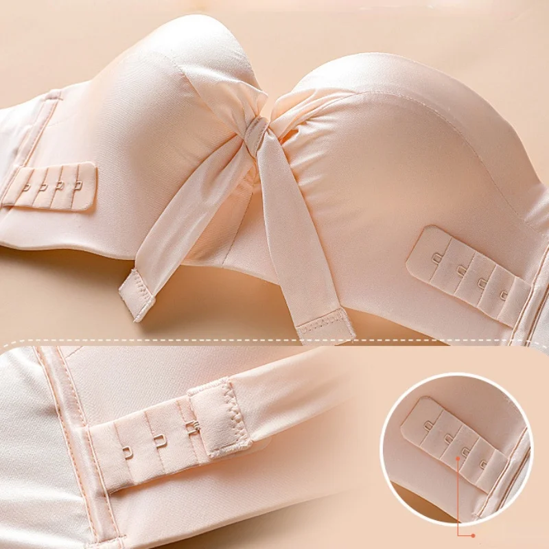 Strapless double-sided buckle thin bra paired with a foldable non slip top to support large breasts and small invisible luster