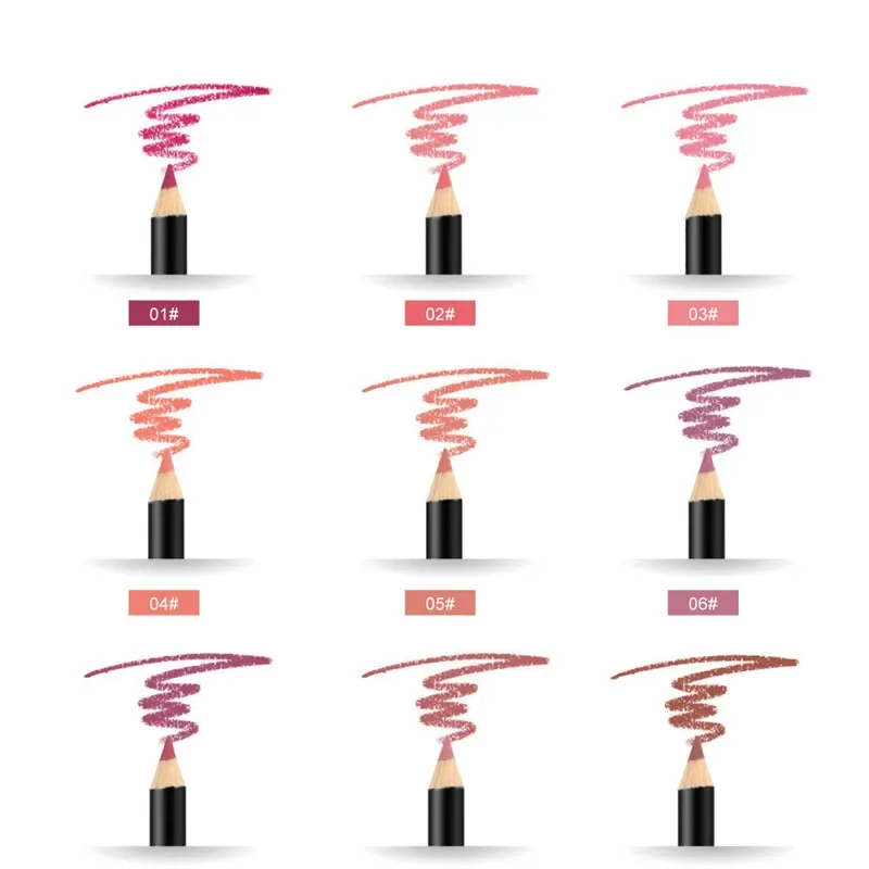 12 cores nude lápis labial fosco batom delineador caneta pigmentos à prova dwaterproof água hidratante fosco lipliner lápis ferramentas de beleza