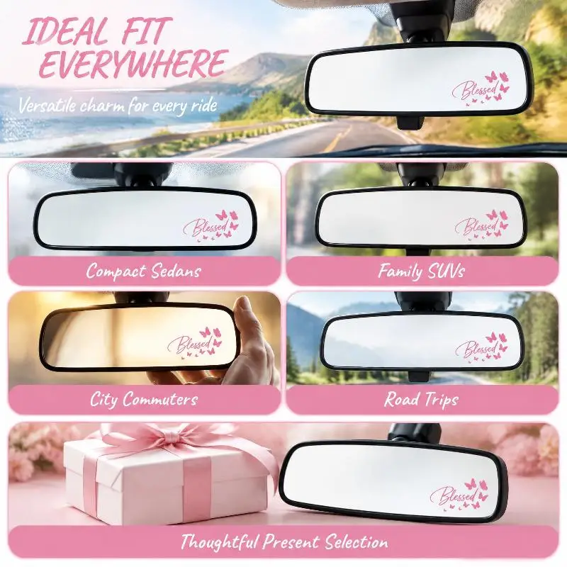 Blessed Butterfly Rearview Mirror Sticker With Scratch Resistance And Easy Removal Perfect For Interior Decor