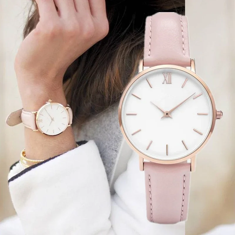 2024 New Fashion Simple Women Watches Casual Ladies Leather Quartz Watch Watch Woman Clocks Vrouwen Zegarek Damski Watch-watch