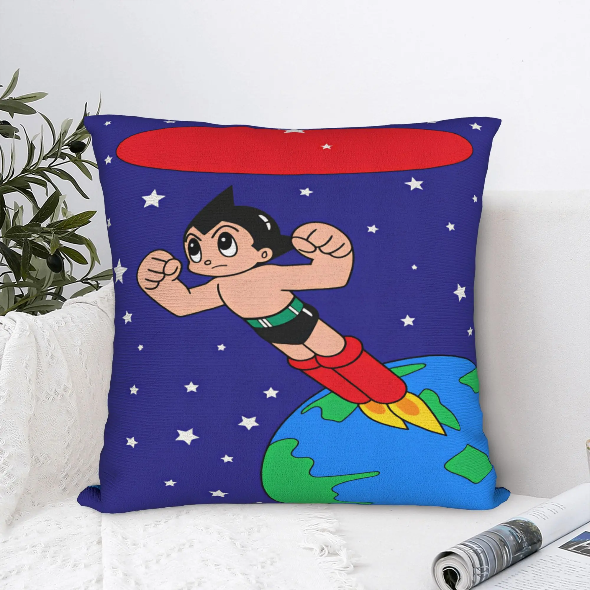 Pillow Cover Astro Cartoon Boy  Cute Funny Pillow Case For Sofa Couch Bed Living Room Pillowcases