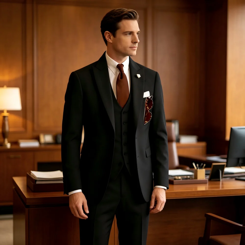 

3 Piece Extra Large Men's Tuxedos for Wedding Groomsmen Smoking Business Dance Blazer Suit Sets Male Outfits Blazer Trajes