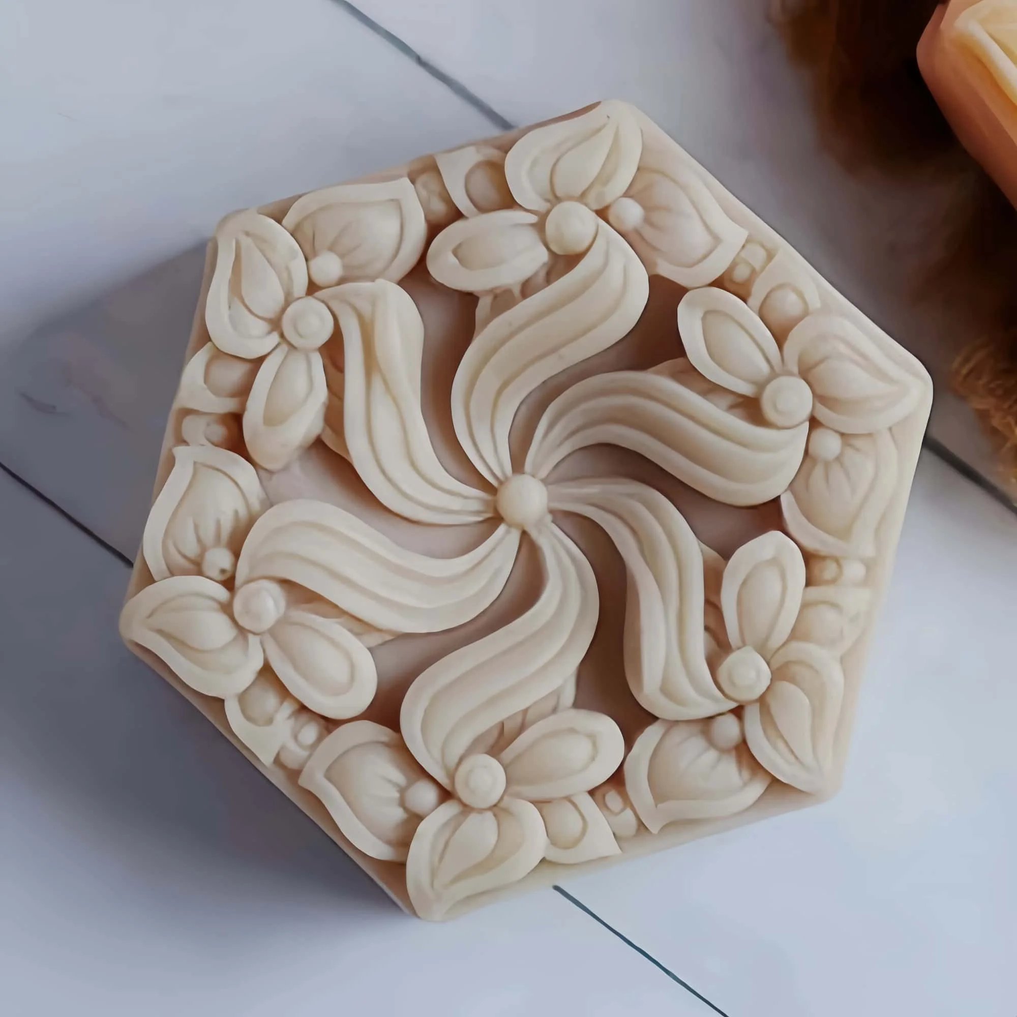 Hexagon Flower Silicone Soap Mold,DIY Chocolate Cake Molds,Decorated Plaster Resin Craft Mould