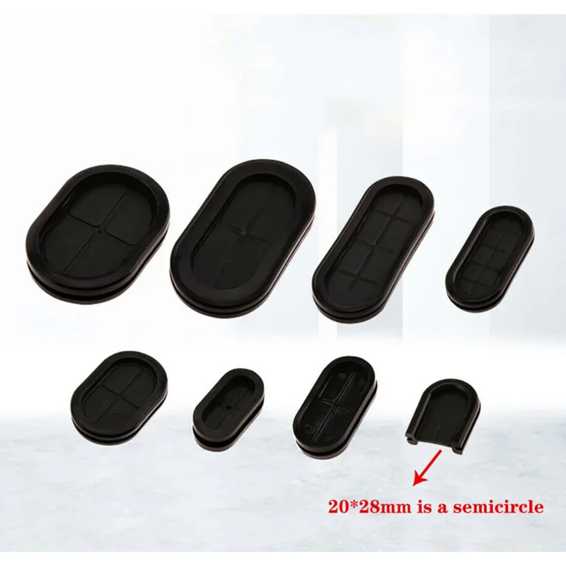 Black Oval Double-sided Seal Grommets 13*27mm-50*75mm Rubber Plug O-ring Wire Protection Coil Gaskets