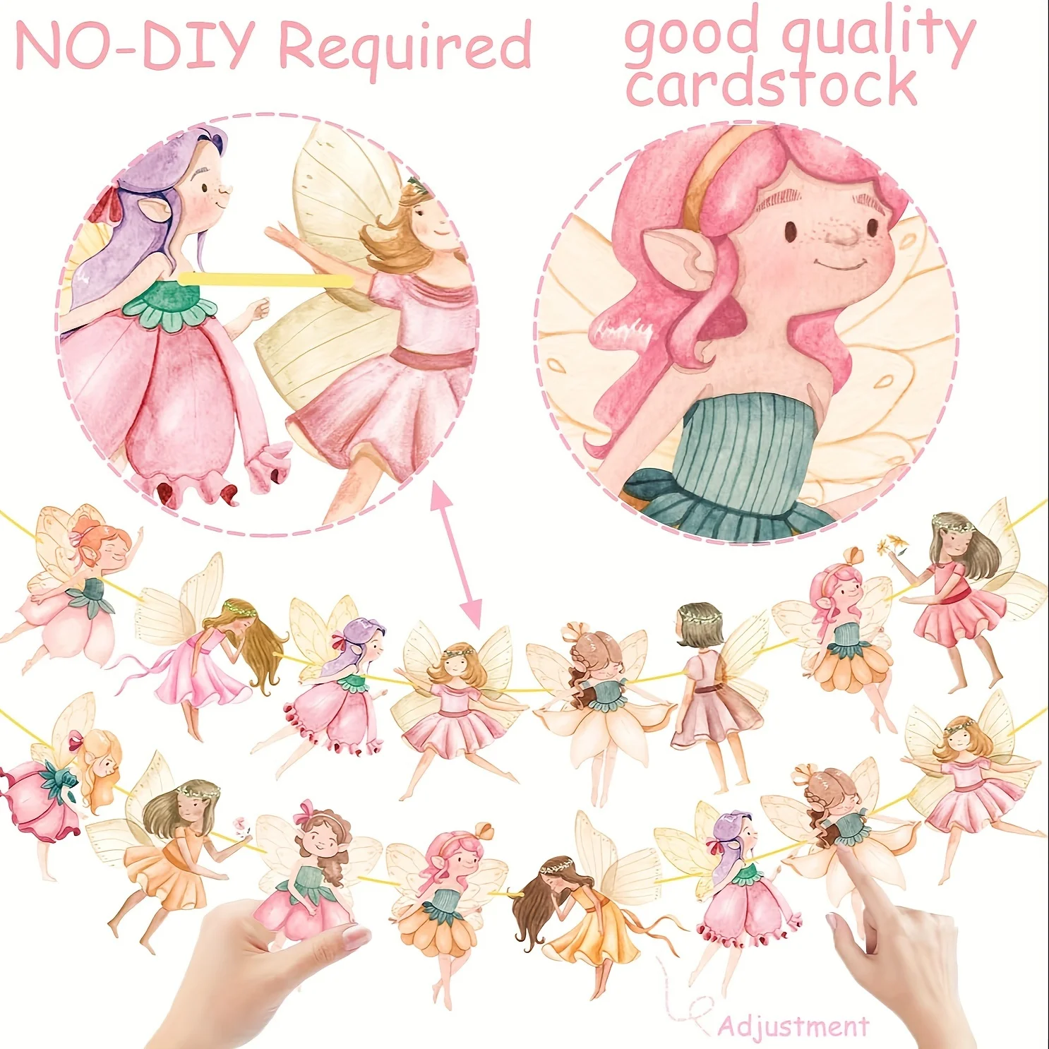 2pcs Fairies Birthday Party Cutout Decorations Fairy First Birthday Decorations Party Banner Flower Fairy Banners for Fairy Tale