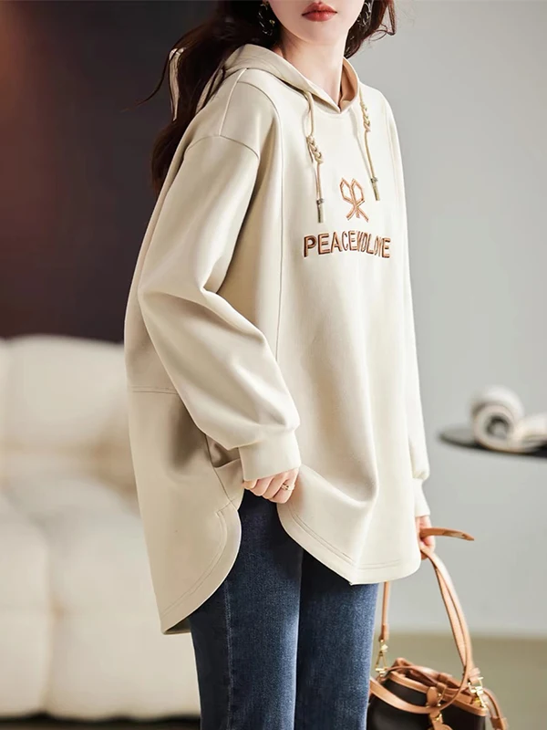 Ele Long Sve المطرزة هوديي المرأة Faion فضفاضة تناسب التخسيس الأعلى الكورية Sle العلامة التجارية الجديدة تصميم سيدة تخفيف #2