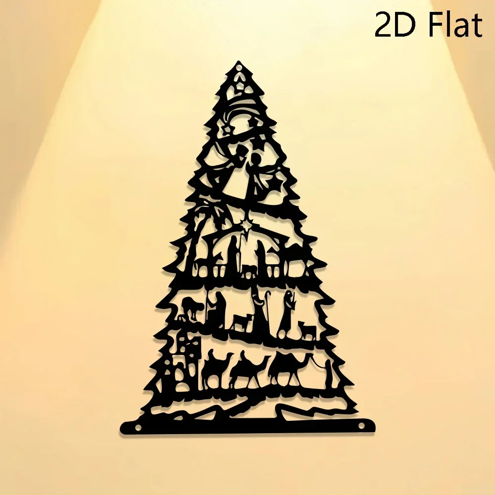 Bohemian-Style Metal Nativity Scene Christmas Tree Ornament with,Shepherds & Wise, Durable Holiday Decoration for Home Decor