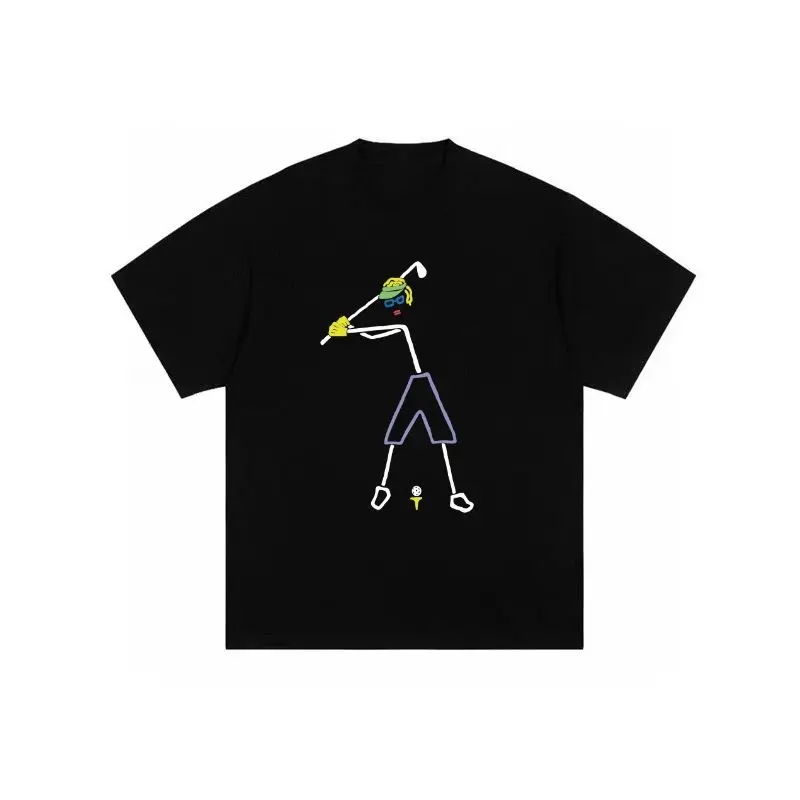 

American Hip Hop Retro Street Niche Trendy Brand Ins Student Couple Heavy Male and Female Couples Cartoon Short-sleeved T-shirt