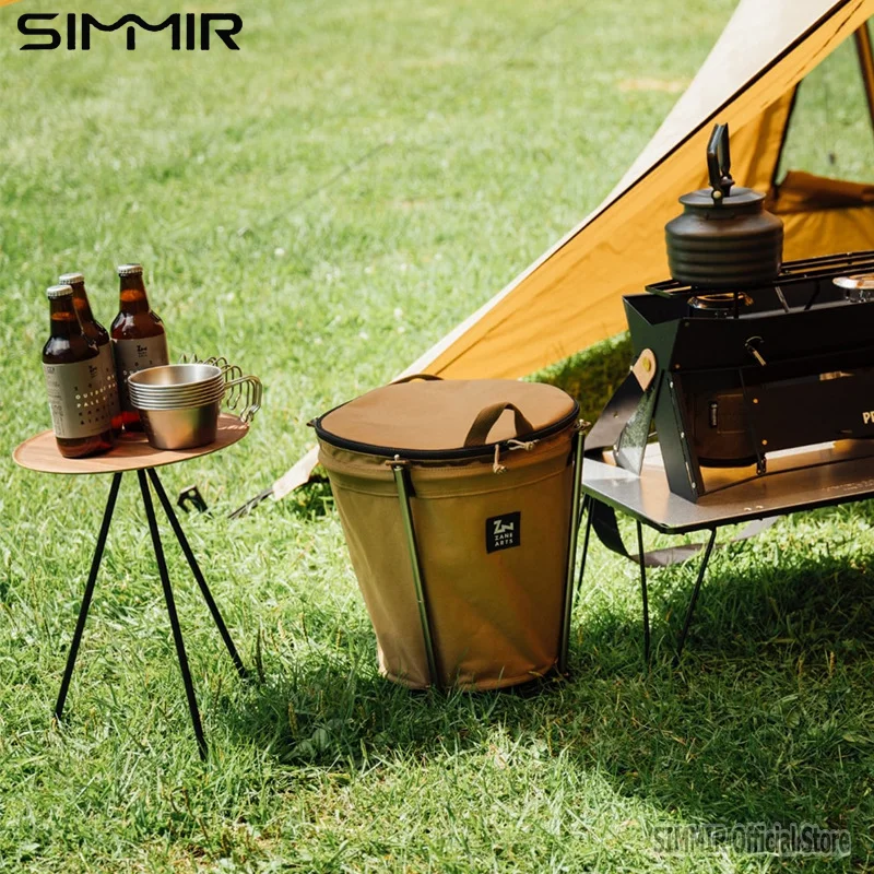 Self-Drive Camping Barbecue Cleaning BBQ Portable Cylinder, Camping Trash Can, Collapsible Storage Compressible Drum, Canvas Can